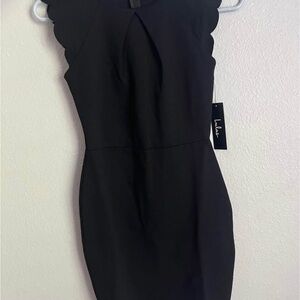 Lulu's Black Scalloped Mini Dress